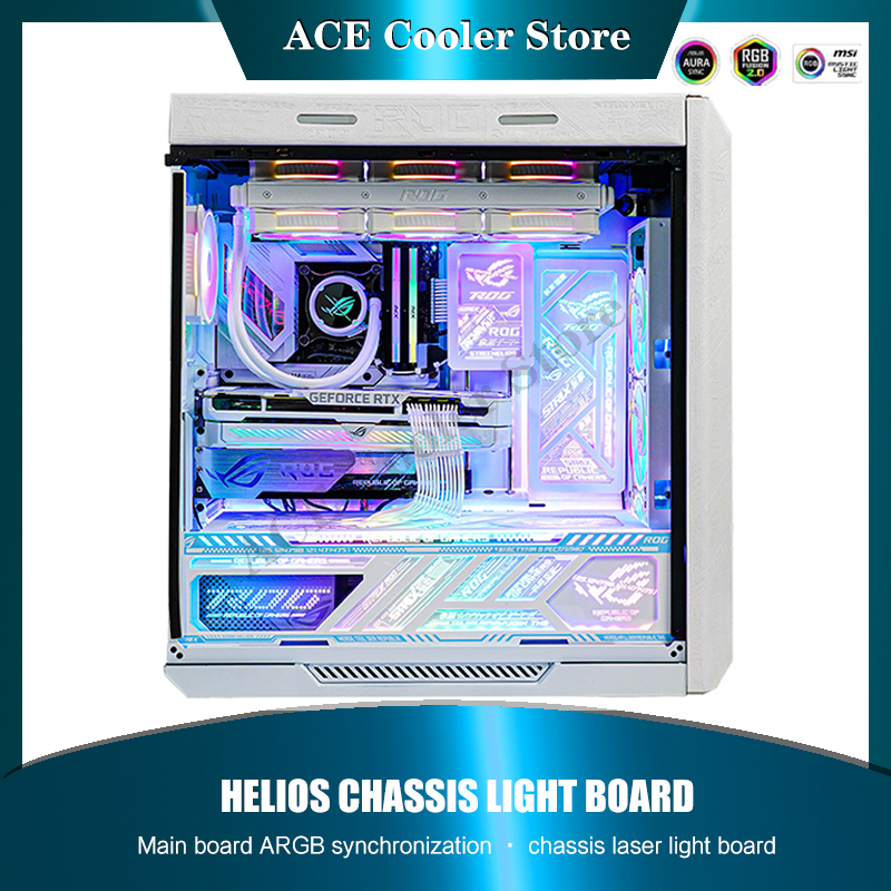 Gaming Accessories Decor - 4 in 1バックライト付きパネル,RGBミラー用ケース,ローgx helios gx601用ケース,PCゲーマー,装飾用