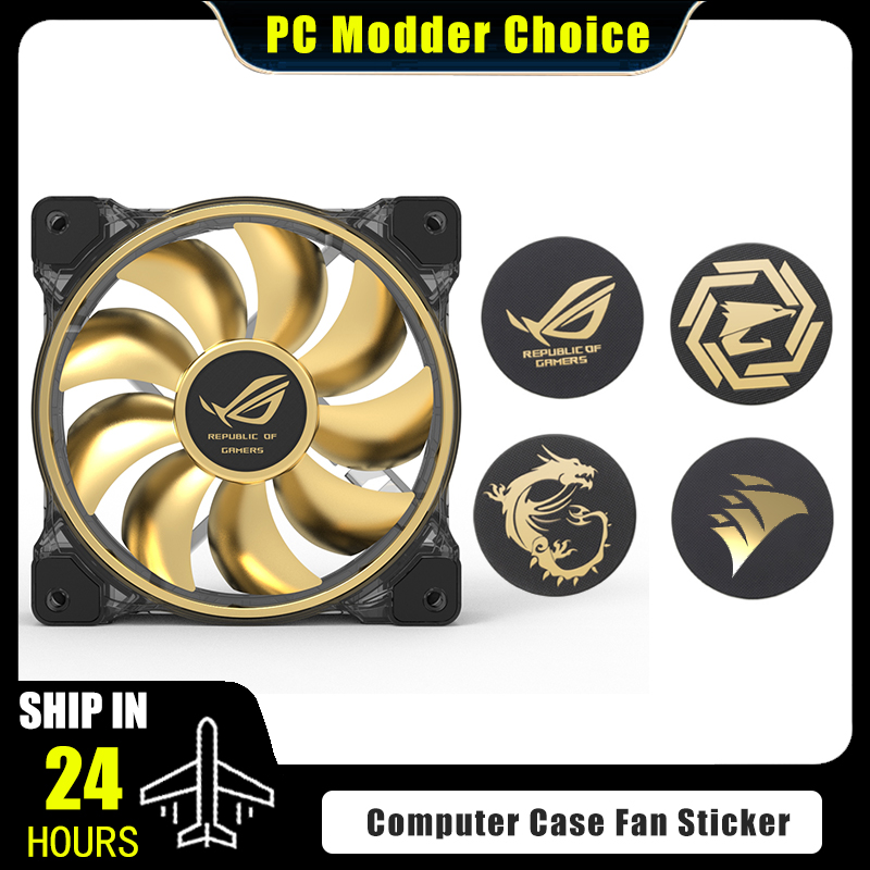 Gaming Accessories Decor - コンピュータケースファンロゴステッカー、ROG MSI AORUS Corsairラベル金メッキペーストPCゲーマーGPU装飾アクセサリー、3ピース/ロット