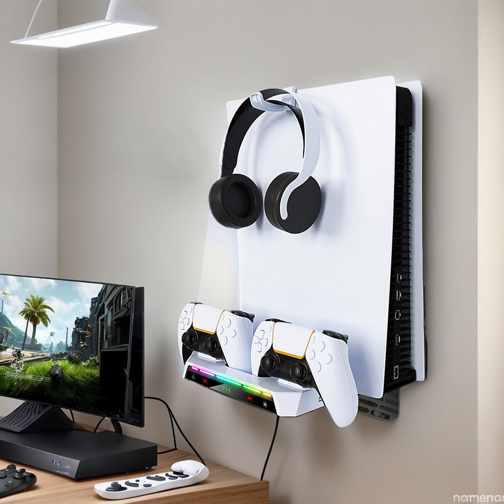 Gaming Accessories Wall - デュアルコントローラー付き壁掛けキット,充電ステーション,ヘッドセットホルダー,プレイステーションアクセサリー,スリム,ps5,ps5