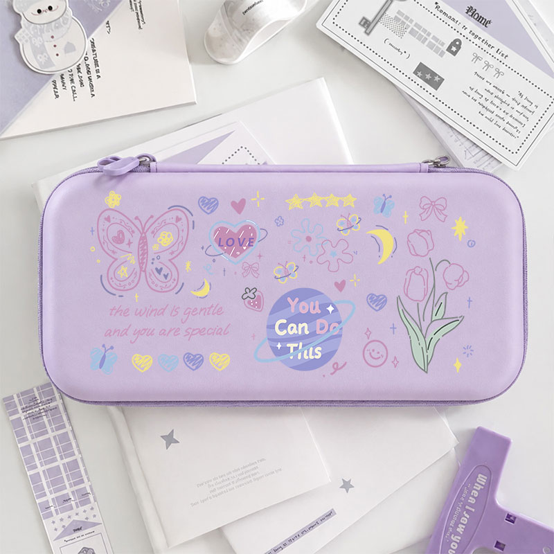 Gaming Accessories Bag - マカロンカラーのハード収納バッグ ポータブルトラベルゲームアクセサリー収納バッグ メッシュポケット付き Nintendo Switch Lite/OLED用