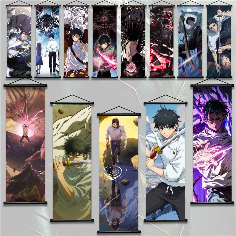 Gaming Accessories Wall - 呪術廻戦伏黒恵吊り下げ絵巻、アニメアートファブリックウォールアートポスター寝室ゲームルーム装飾ギフト用