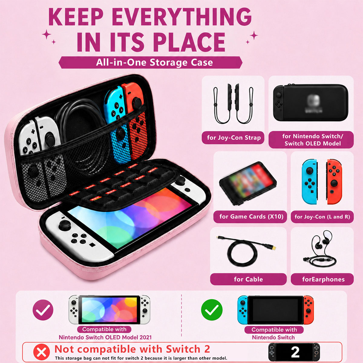かわいい耐衝撃キャリーケース ポータブルトラベルゲームアクセ - Gaming Accessories Bag のレビューと価格