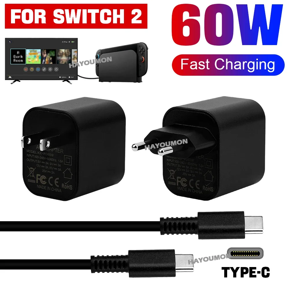 Switch 2用ACアダプター 急速充電器 60W Typ - Gaming Accessories Wall のレビューと価格