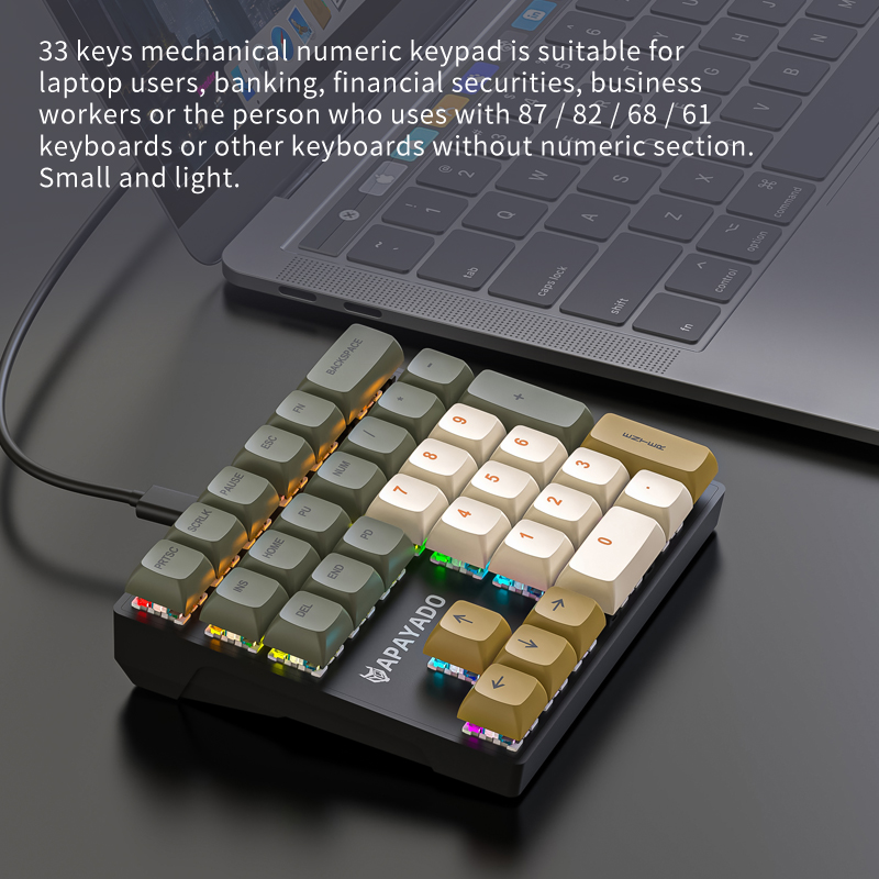 K33 33 キーメカニカルテンキー有線 Type-C ミニ - Keyboard Numpad Separate のレビューと価格